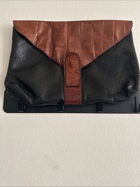 Vintage Envelope Style Classic Black/Brown Patchwork Men's Leather Messenger